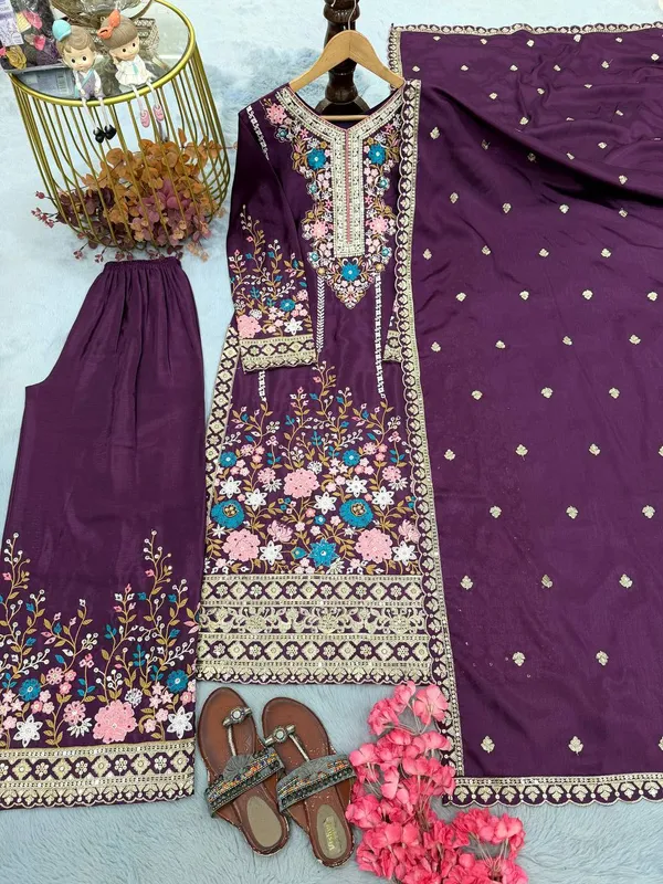 Launching_New_designer_Party_Wear_Look_Pur_Chinon_Silk_Top_Plazzo_&_Dupatta_Set