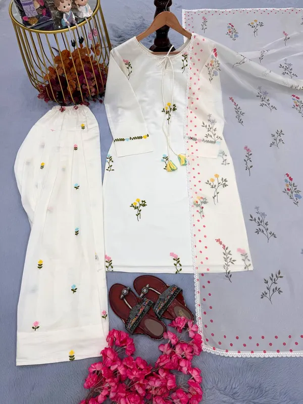 Launching_New_designer_Party_Wear_Look_Pur_Mul_Chandheri_Top_&_Farshi_Palazzo_With_Dupatta_set