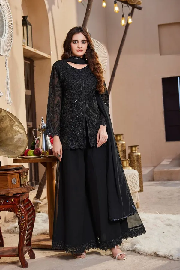 New_designer_Party_Wear_Look_Heavy_Faux_Georgette_Top_Plazzo_&_Dupatta_Set