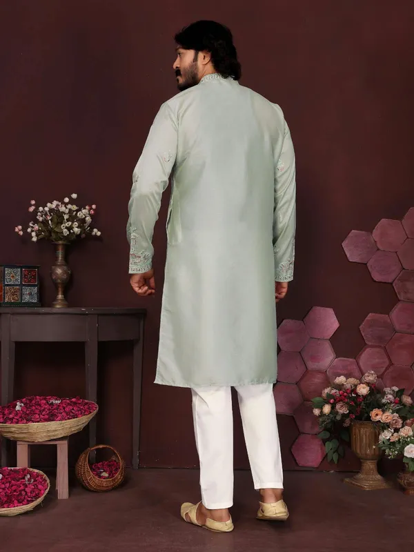 Sage_Green_Cotton_Straight_Embroidered_Kurta_Set_For_Men