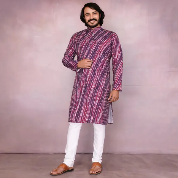 Purple_Cotton_Straight_Printed_Kurta_For_Men