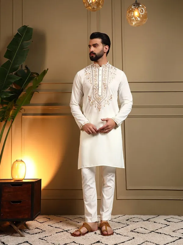 Off_White_Viscose_Silk_Straight_Embroidered_Kurta_Pajama_Set_For_Men
