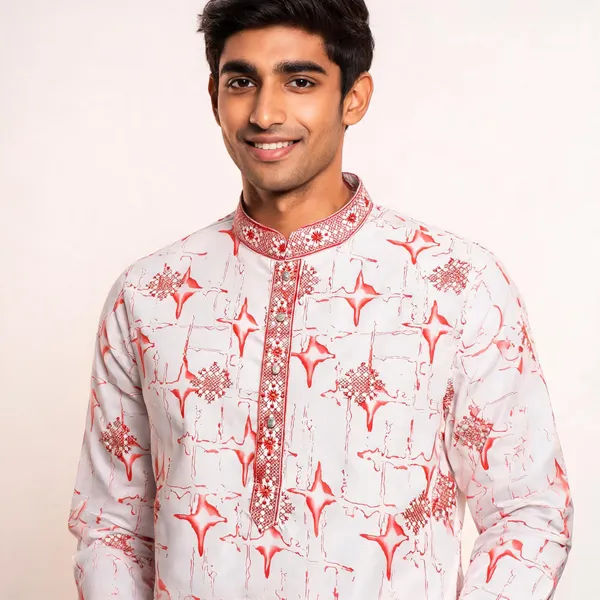 White_Star_Silk_Mandarin_Collar_Printed_Kurta_For_Men