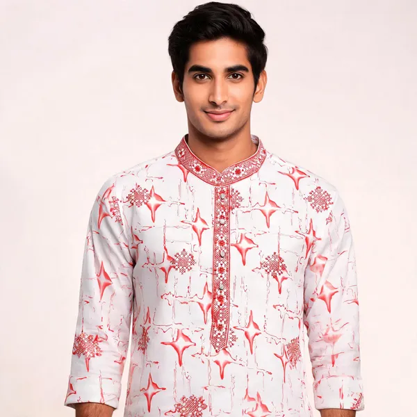 White_Star_Silk_Mandarin_Collar_Printed_Kurta_For_Men