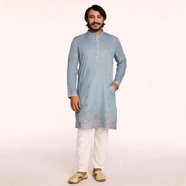 Light_Blue_Cotton_Straight_Embroidered_Kurta_Pajama_Set_For_Men