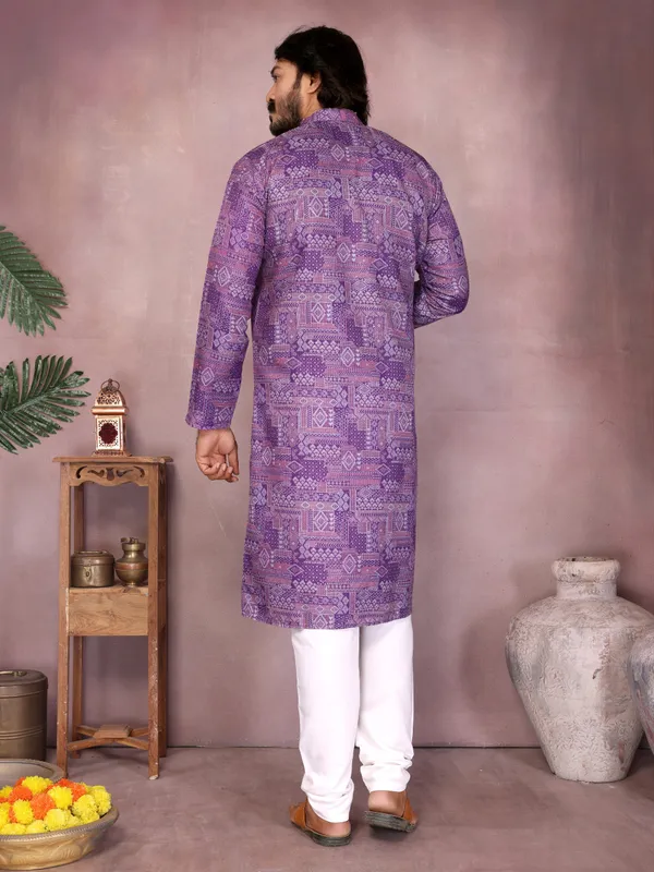 lavender-_Star_Silk_Straight_Embroidered_Kurta_For_Men