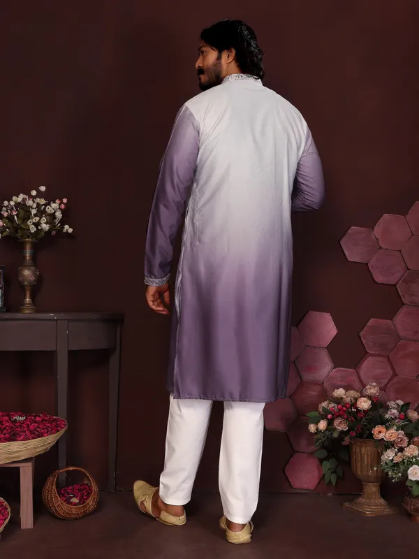 lavender-_Star_Silk_Straight_Embroidered_Kurta_For_Men
