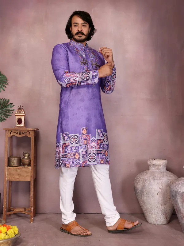 light_blue_-_Star_Silk_Straight_Embroidered_Kurta_For_Men