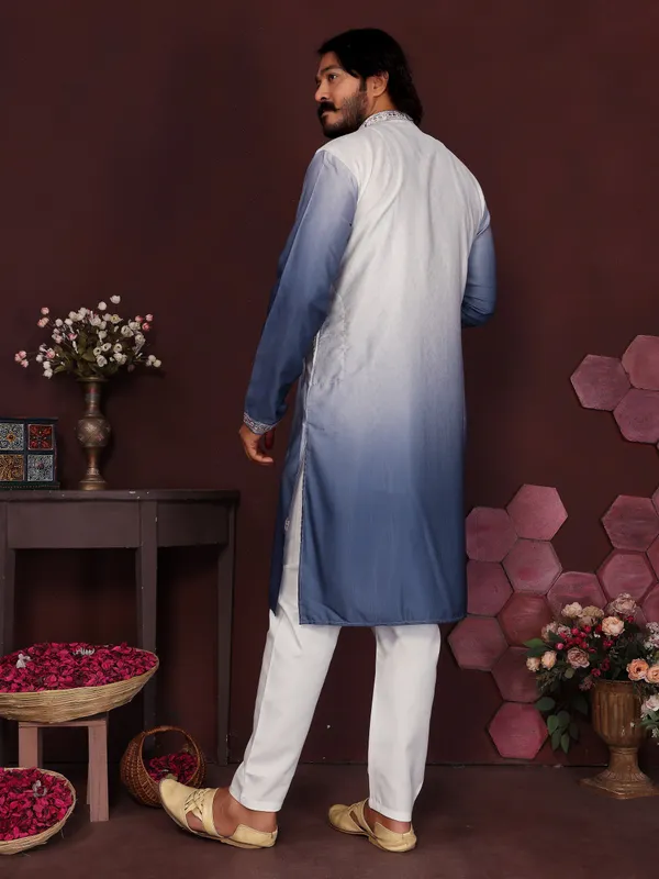 light_sky_blue-_Star_Silk_Straight_Embroidered_Kurta_For_Men