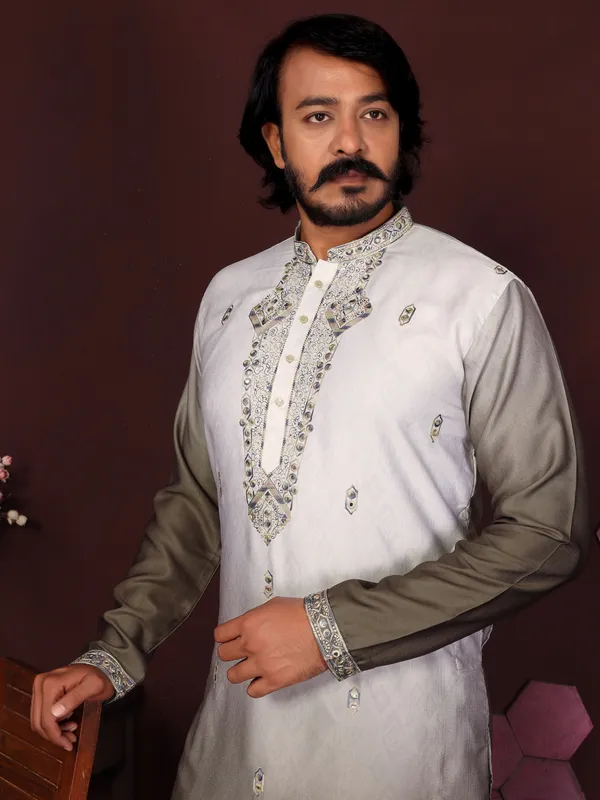 silver_sky-_Star_Silk_Straight_Embroidered_Kurta_For_Men