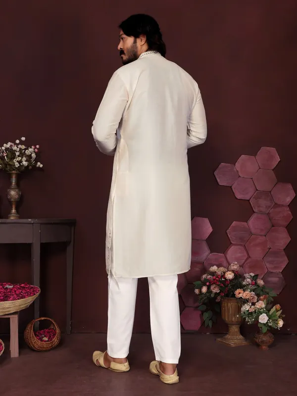 white-_Star_Silk_Straight_Embroidered_Kurta_For_Men