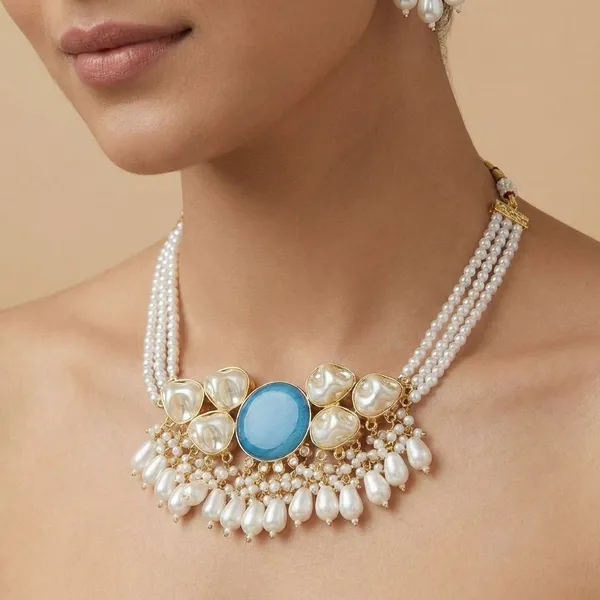 Sea_Shell_With_Big_Round_Monalisa_Stone_Choker_With_Earring_Set_For_Women_&_Girls