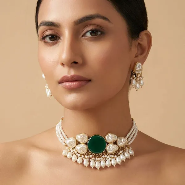 Sea_Shell_With_Big_Round_Monalisa_Stone_Choker_With_Earring_Set_For_Women_&_Girls