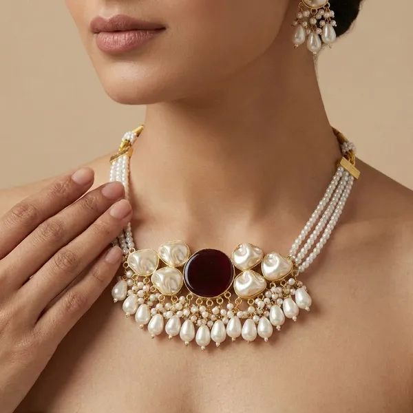 Sea_Shell_With_Big_Round_Monalisa_Stone_Choker_With_Earring_Set_For_Women_&_Girls