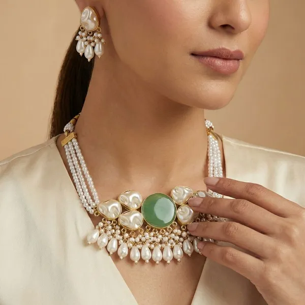 Sea_Shell_With_Big_Round_Monalisa_Stone_Choker_With_Earring_Set_For_Women_&_Girls