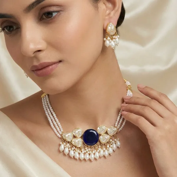 Sea_Shell_With_Big_Round_Monalisa_Stone_Choker_With_Earring_Set_For_Women_&_Girls