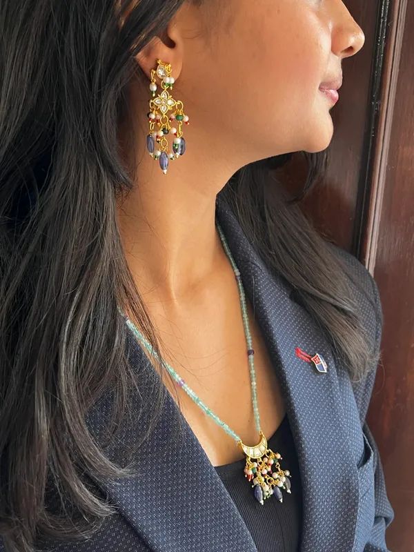 Kundan_With_Stone_Beads_Pendant_Mala_Necklace_And_Earring_Set_For_Women_&_Girls