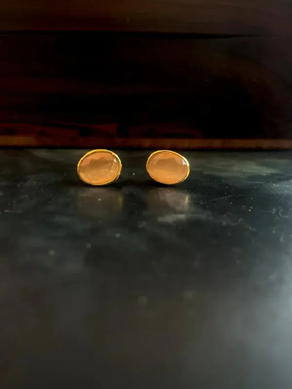 Peach_Monalisa_Stone_Party_Wear_Trendy_Oval_Stud_Earring_For_Women