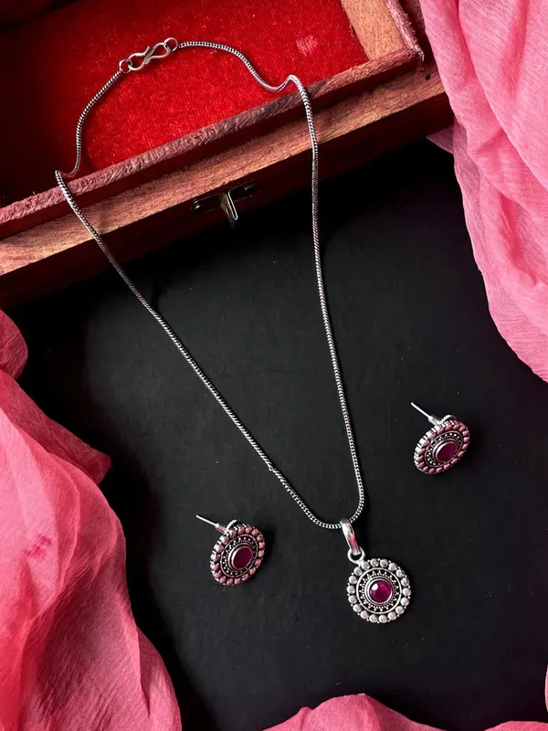 Monalisa_Stone_Oxidize_Pendant_Chain_Necklace_With_Earring_Set_2_For_Women_&_Girls