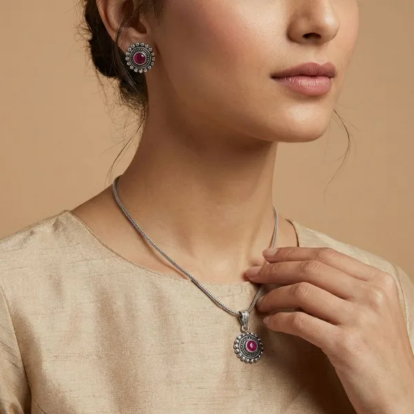 Monalisa_Stone_Oxidize_Pendant_Chain_Necklace_With_Earring_Set_2_For_Women_&_Girls