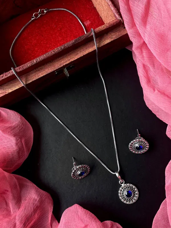 Monalisa_Stone_Oxidize_Pendant_Chain_Necklace_With_Earring_Set_2_For_Women_&_Girls