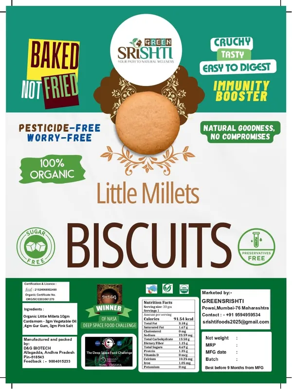 100%_Organic_Vegan_Little_Millets_Biscuits_(Cookies),100%_Pesticide-Free,_Baked_Not_Fried,Made_With_Little_Millets,_Vegetarian,_No_Maida,_No_Atta,_Sugerfree_200_G_Pack