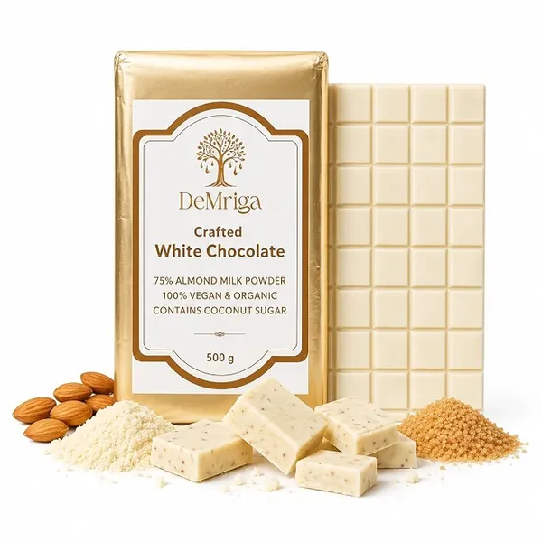 Demriga_Vegan_Organic_White_Chocolate_75_Almond_Milk_Coconut_Sugar_Sweetened_Dairy_Free_Palm_Oil_Free_500G