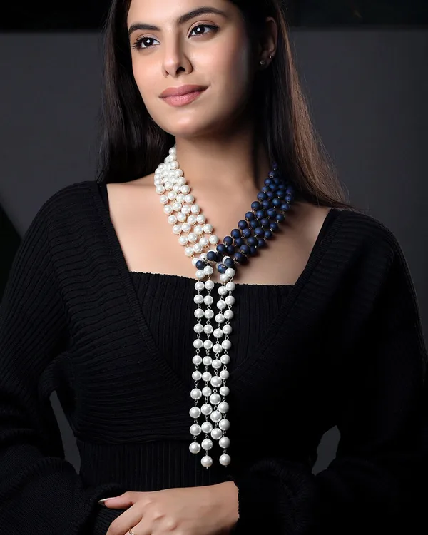 White_And_Multi_Infinity_Loop_Necklace_Shell_Pearls_And_Druzy_Stones