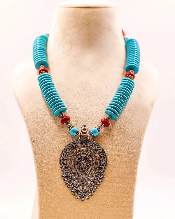 Blue_And_Red_Timeless_Twine_Necklace_Howlite_Turquoise_And_Coral_Stones