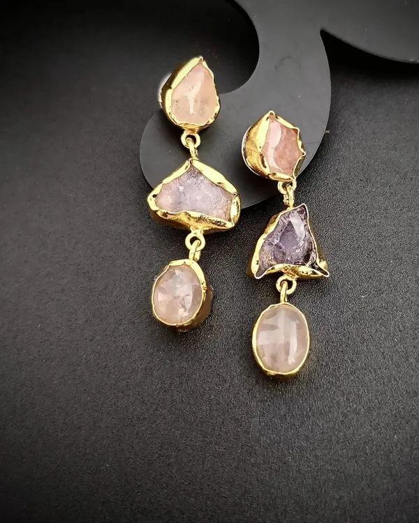 Pink_Wild_Glint_Rose_Quartz_And_Amethyst_Uncut_Stones_Earrings