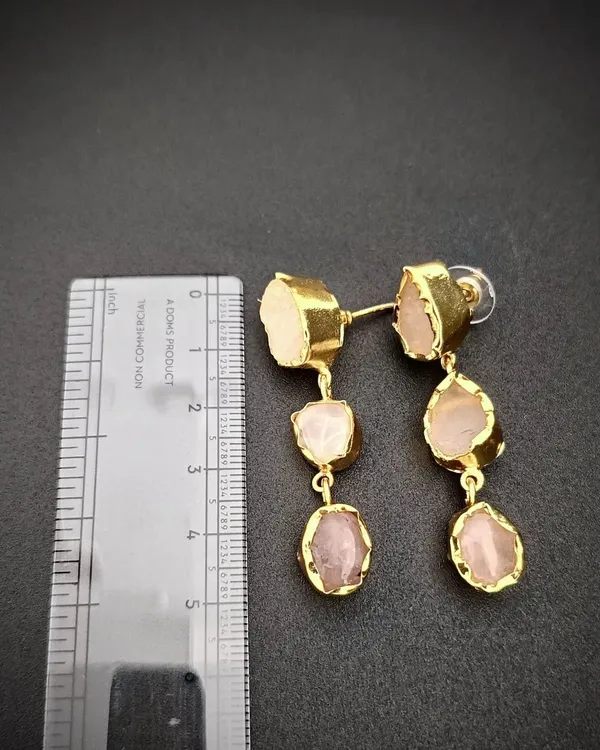 Gold_Desert_Rose_Rose_Quartz_Uncut_Stones_Earrings