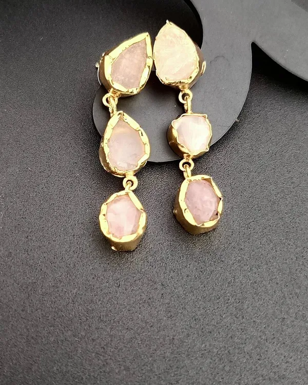 Gold_Desert_Rose_Rose_Quartz_Uncut_Stones_Earrings
