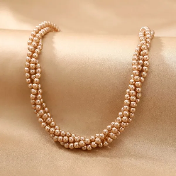 Pink_Radiant_Thread_Choker_Golden_Necklace_Cum_Hairband_With_Shell_Pearls