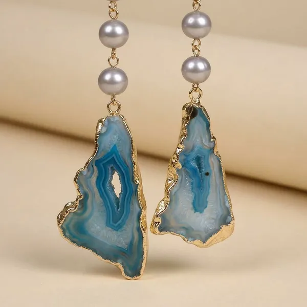 White_And_Blue_Endless_Elegance_Necklace_Shell_Pearls_And_Druzy_Stone_Multi_Style_Necklace
