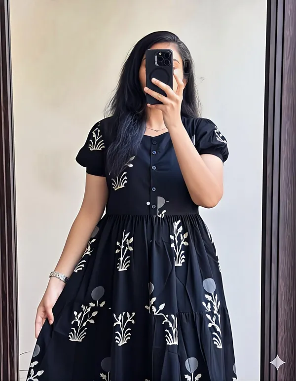 Black_Rayon_Flared_Round_Neck_Gown_For_Women