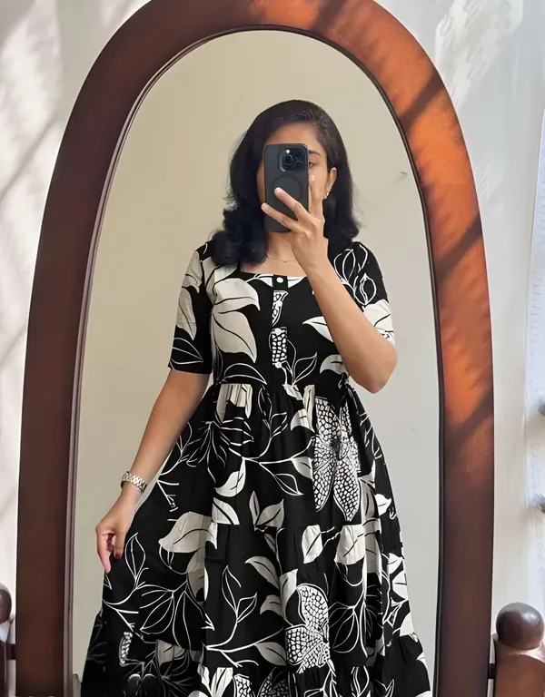 Blue_And_Black_Rayon_Flared_Round_Neck_Gown_For_Women_Pack_Of_2