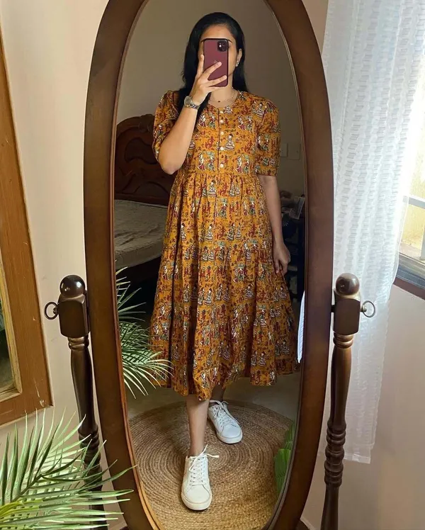 Brown_Rayon_Flared_Round_Neck_Gown_For_Women
