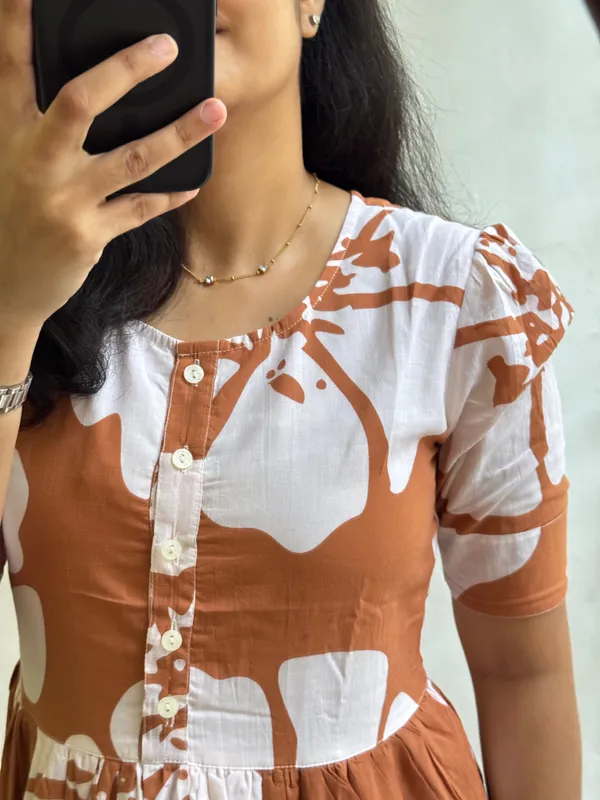 Brown_Rayon_Flared_Round_Neck_Gown_For_Women