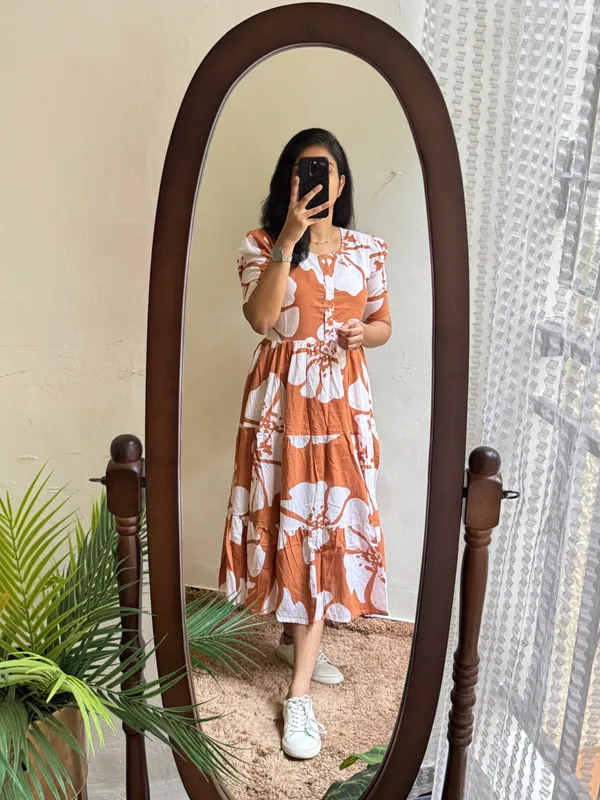 Brown_Rayon_Flared_Round_Neck_Gown_For_Women