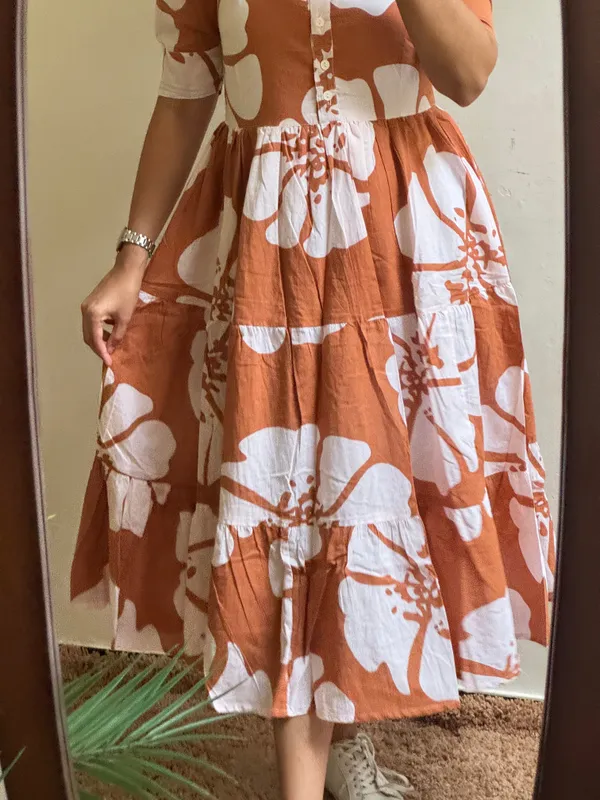 Brown_Rayon_Flared_Round_Neck_Gown_For_Women