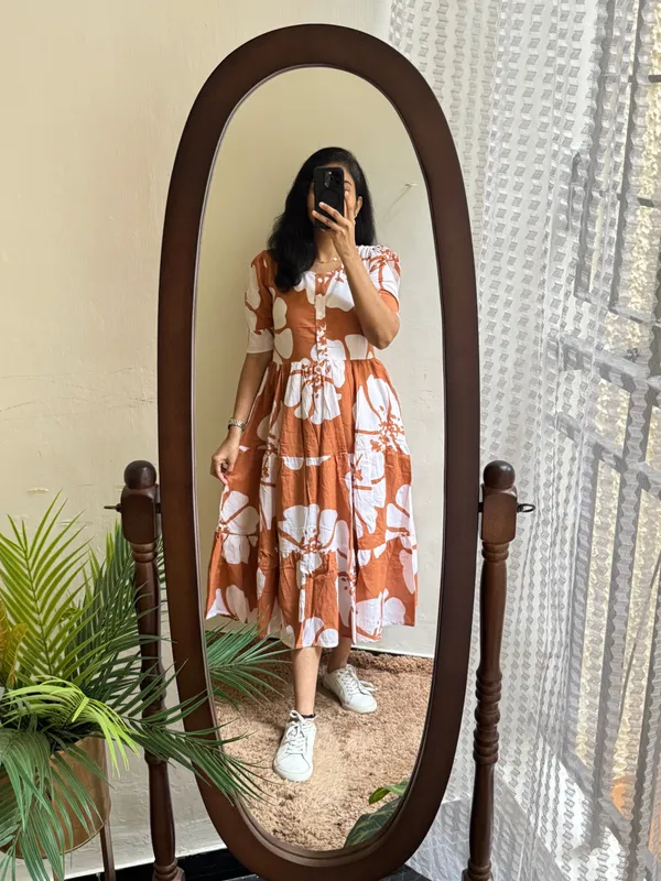 Brown_Rayon_Flared_Round_Neck_Gown_For_Women