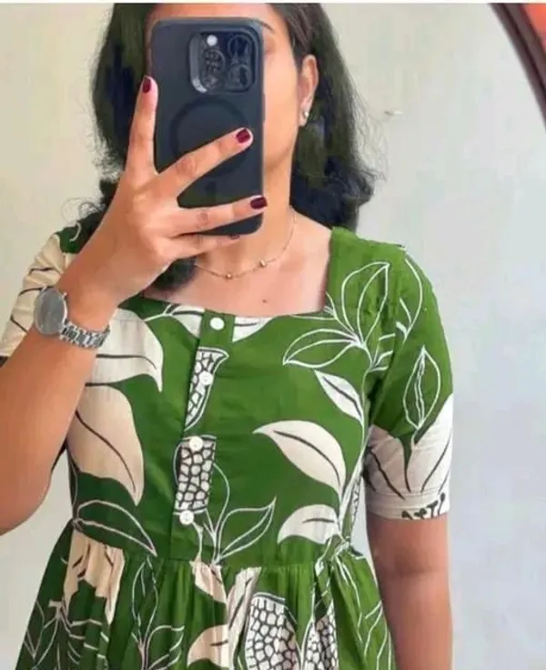Green_And_White_Rayon_Flared_Round_Neck_Gown_For_Women_Pack_Of_2