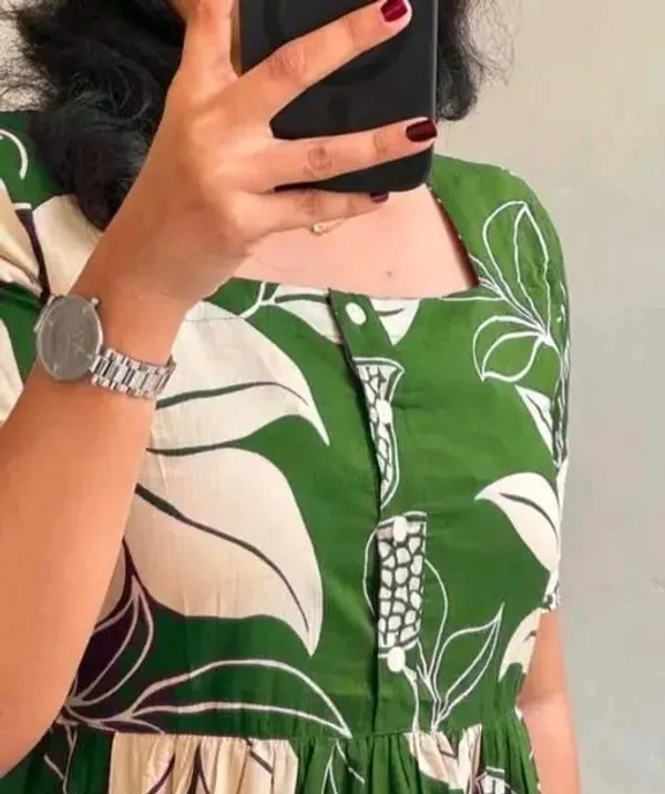 Green_And_White_Rayon_Flared_Round_Neck_Gown_For_Women_Pack_Of_2