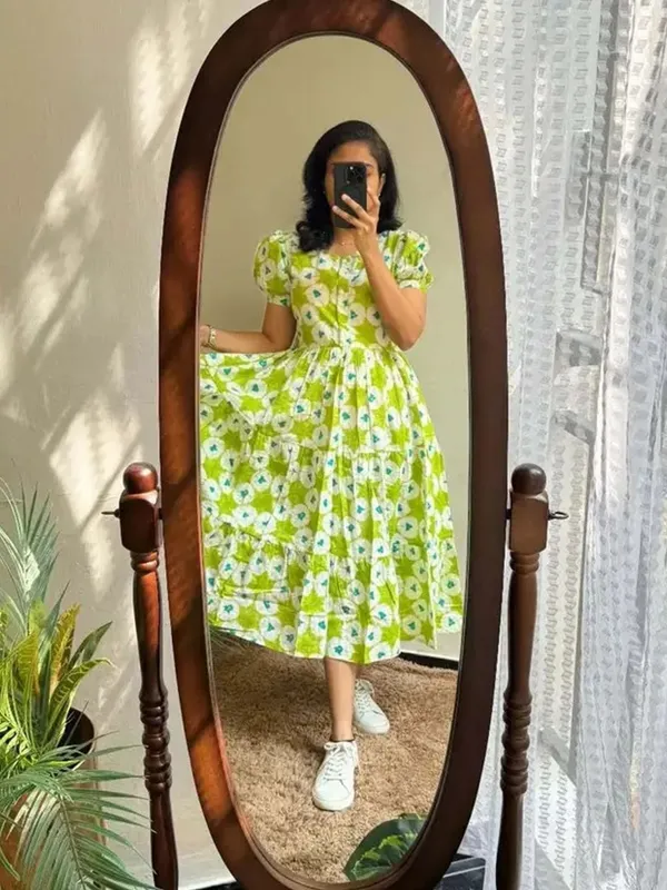 Light_Green_Rayon_Flared_Round_Neck_Gown_For_Women