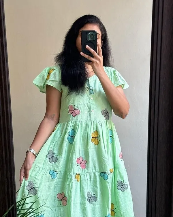 Light_Green_Rayon_Flared_Round_Neck_Gown_For_Women