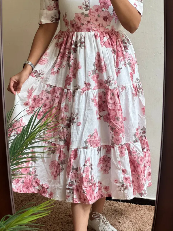White_Rayon_Flared_Round_Neck_Gown_For_Women