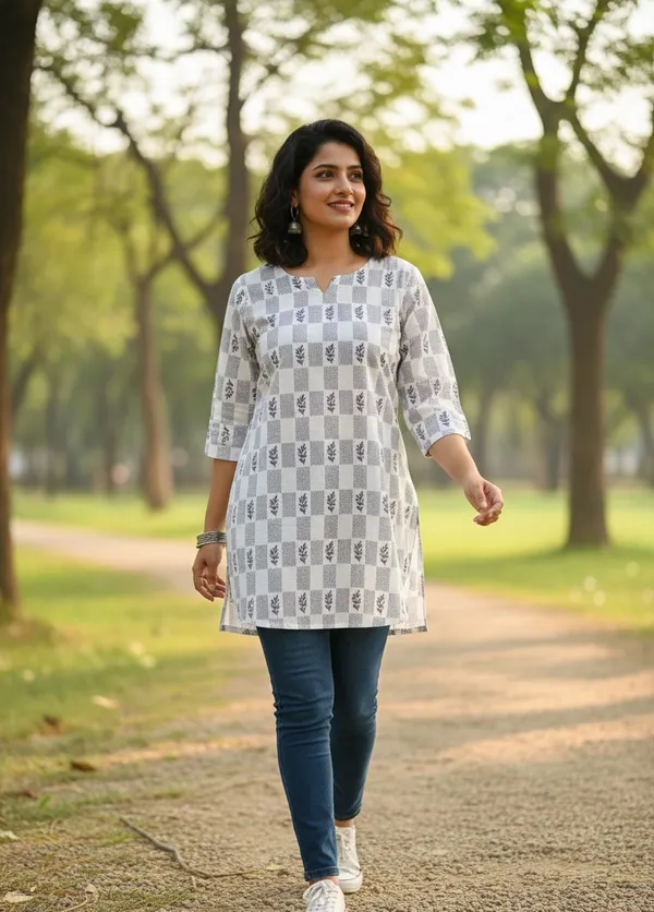 White_Rayon_Printed_Round_Neck_Top_For_Women