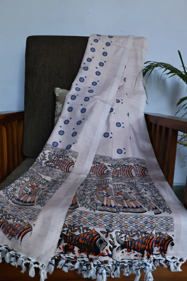 Bhagalpuri_chaddar_with_Madhubani_art