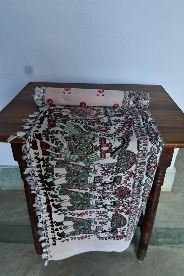 Bhagalpuri_chaddar_with_Madhubani_art__combo