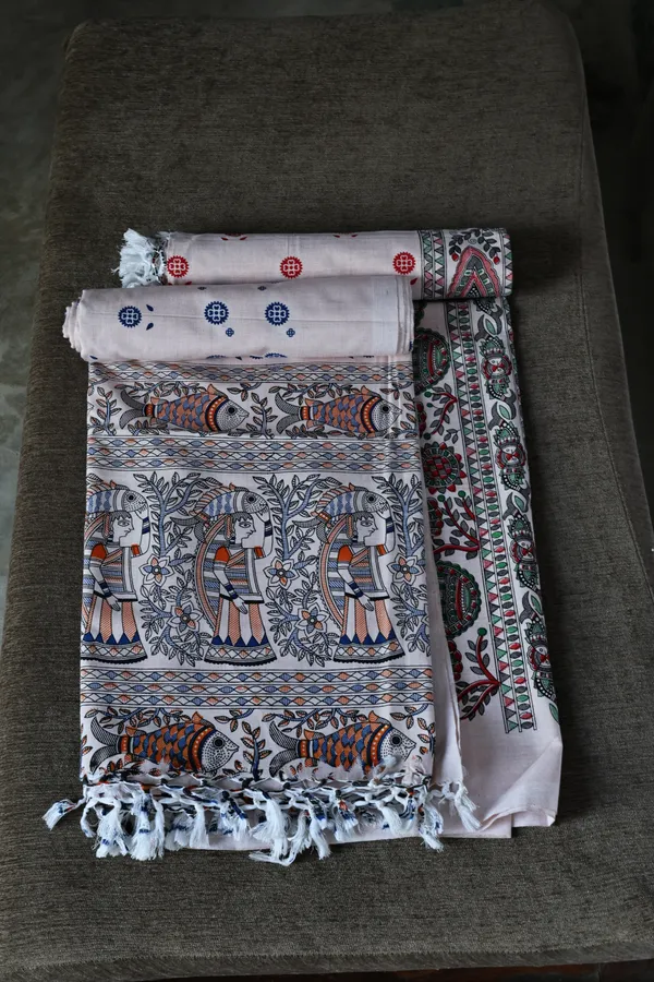 Bhagalpuri_chaddar_with_Madhubani_art__combo